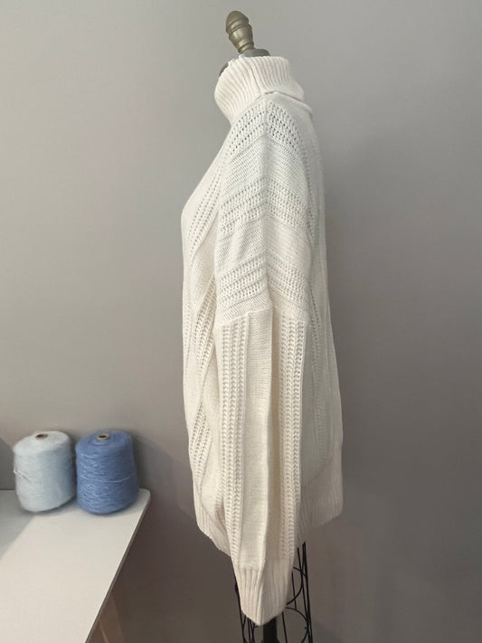 Oversized vertical stripes turtleneck sweater