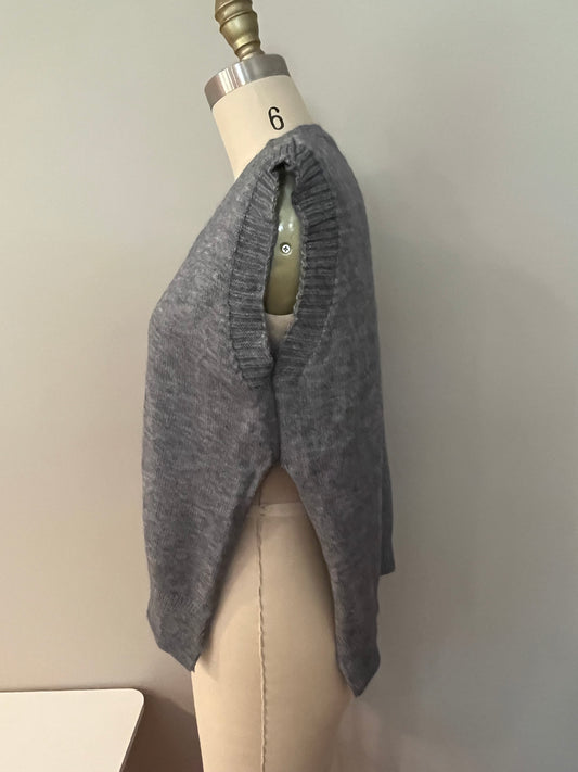 Grey V-neck knit vest