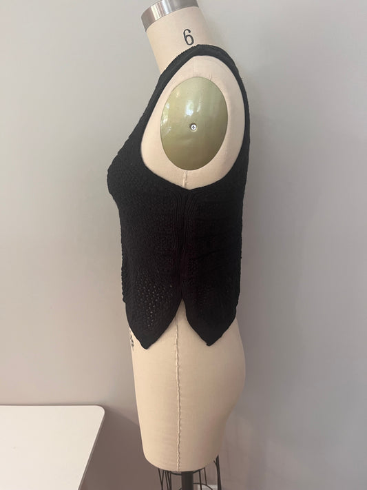 Black crochet knit vest