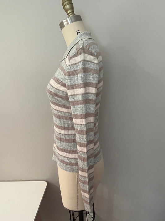 Ribbed stripe cardigan