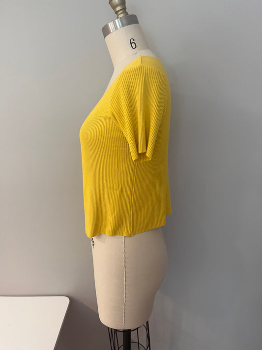 Yellow Ribbed knit cardigan