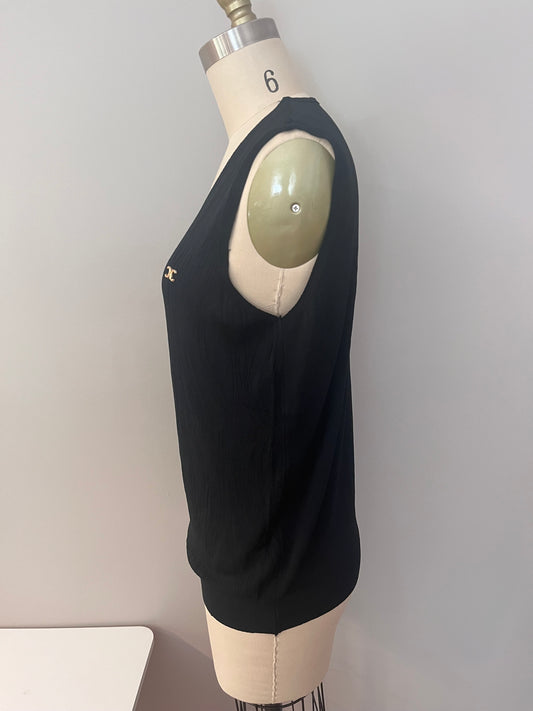 Black V-neck knit vest