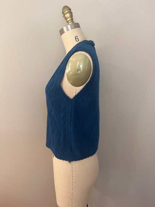 Teal cable knit vest