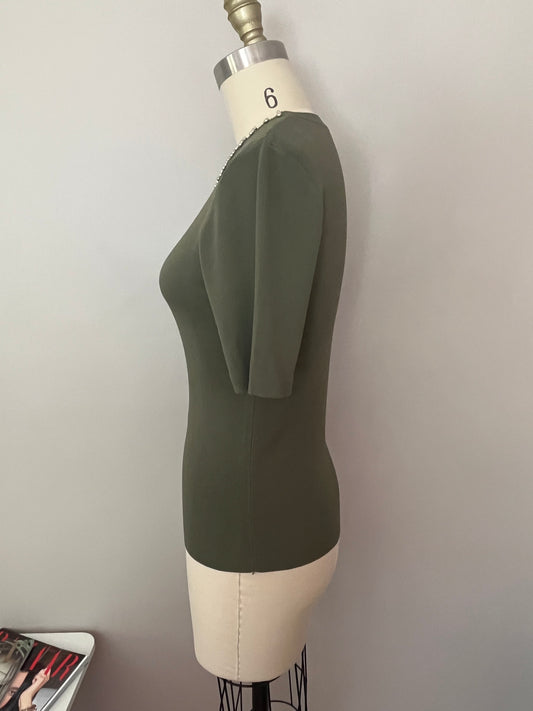 Olive gem knit top