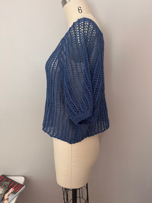 Open-weave crochet knit top