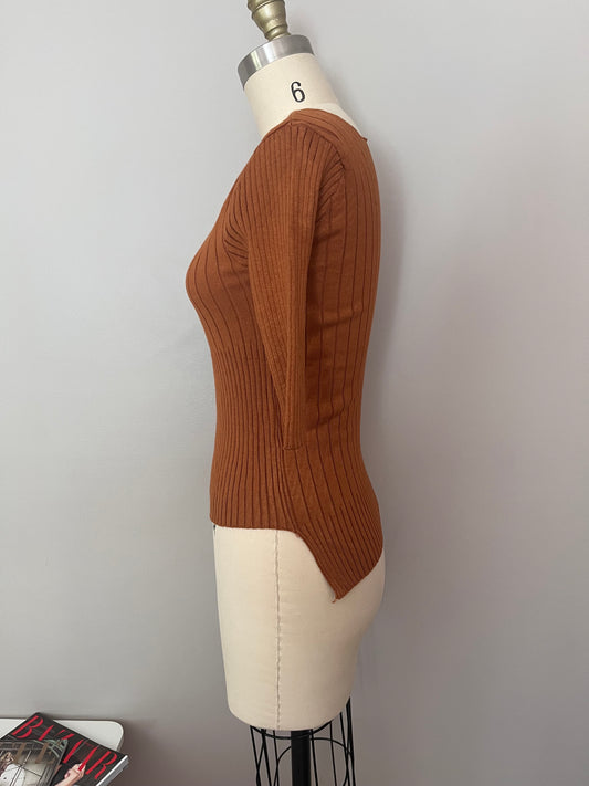 Cinnamon ribbed sculpt knit top