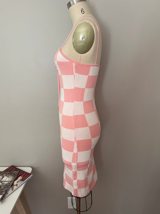 Pink checkerboard dress
