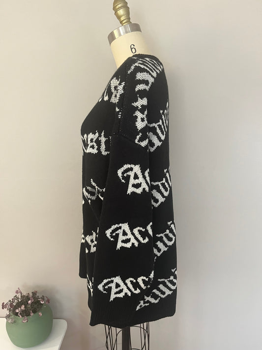Black Script Oversize Sweater