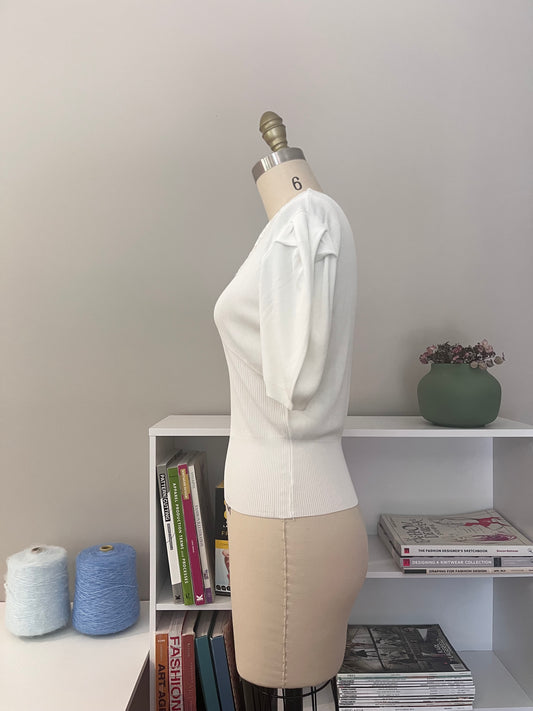 Lace neckline short sleeve knit top