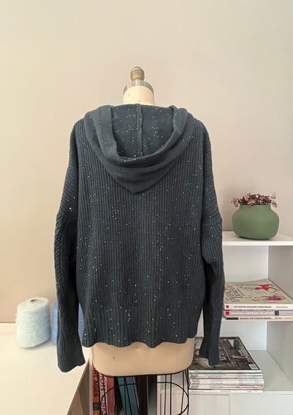 Shimmer cable knit hoodie sweater