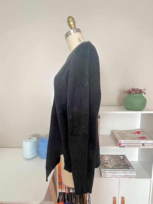 Black crewneck sweater with print