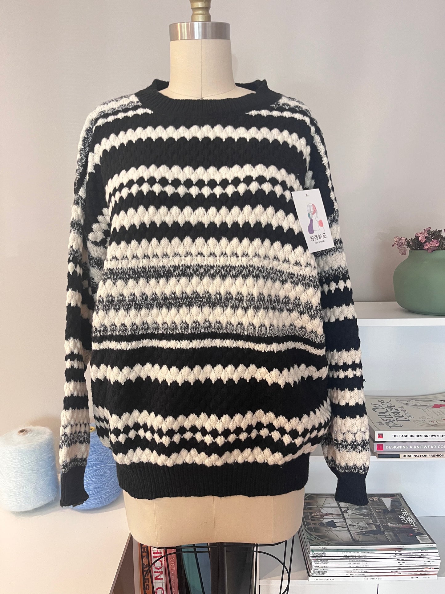 Striped crewneck sweater