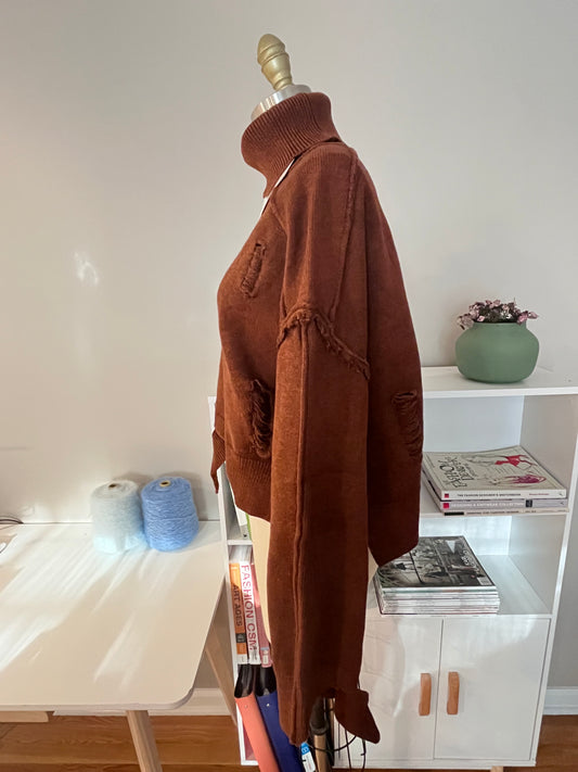 Brown turtleneck cropped sweater