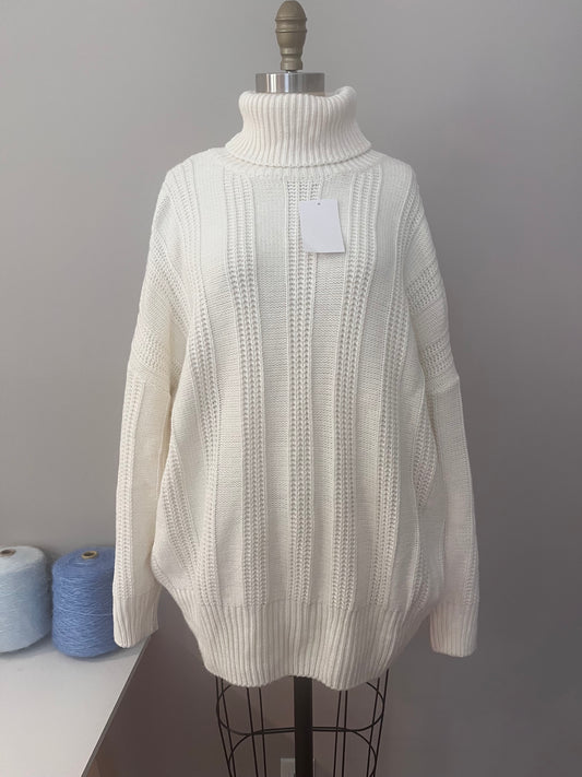 Oversized vertical stripes turtleneck sweater