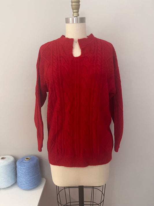 Red cable sweater