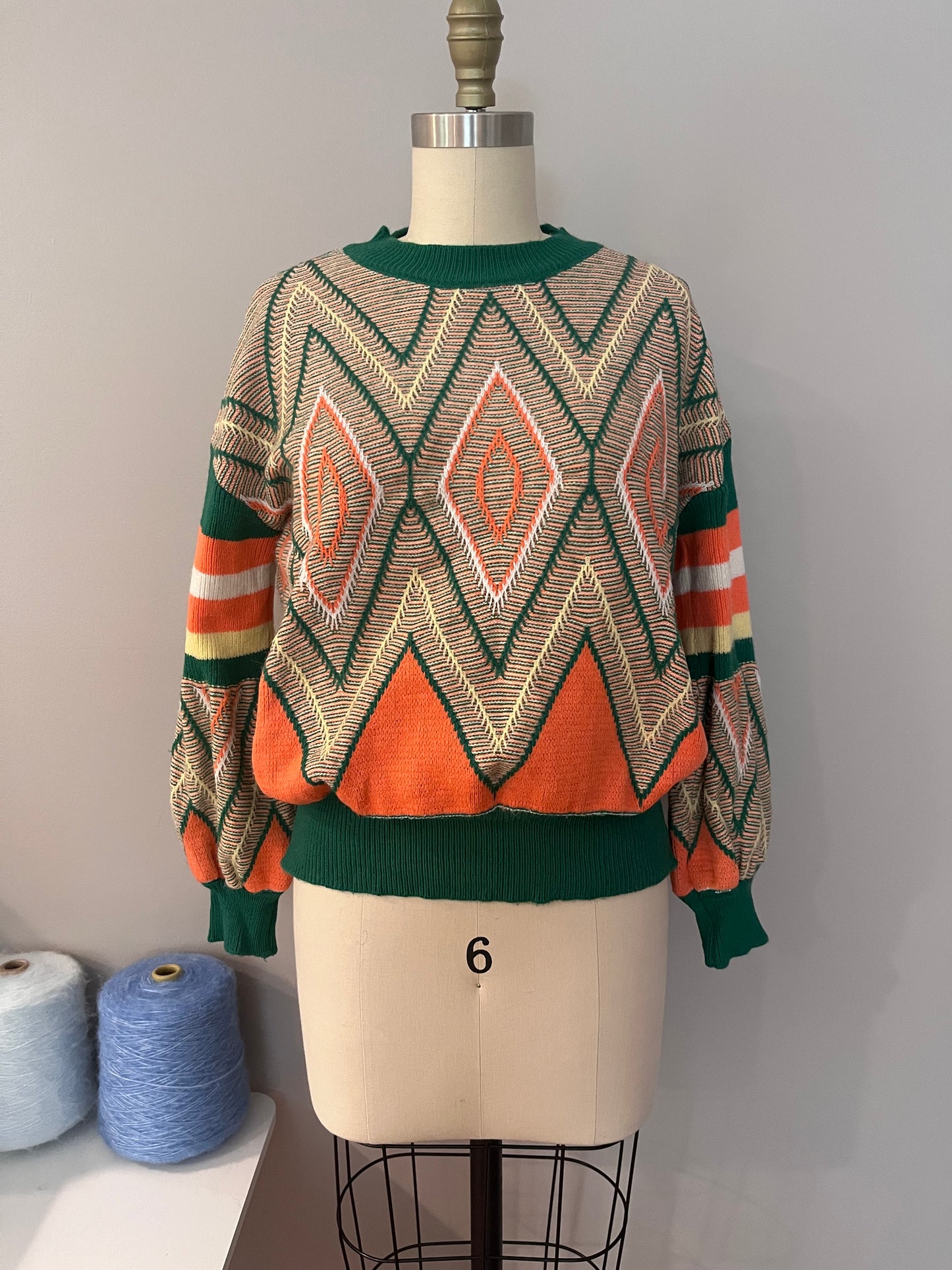 Retro Geo diamond knit sweater