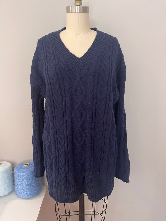 Navy blue cable sweater