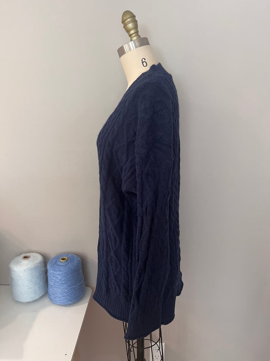 Navy blue cable sweater