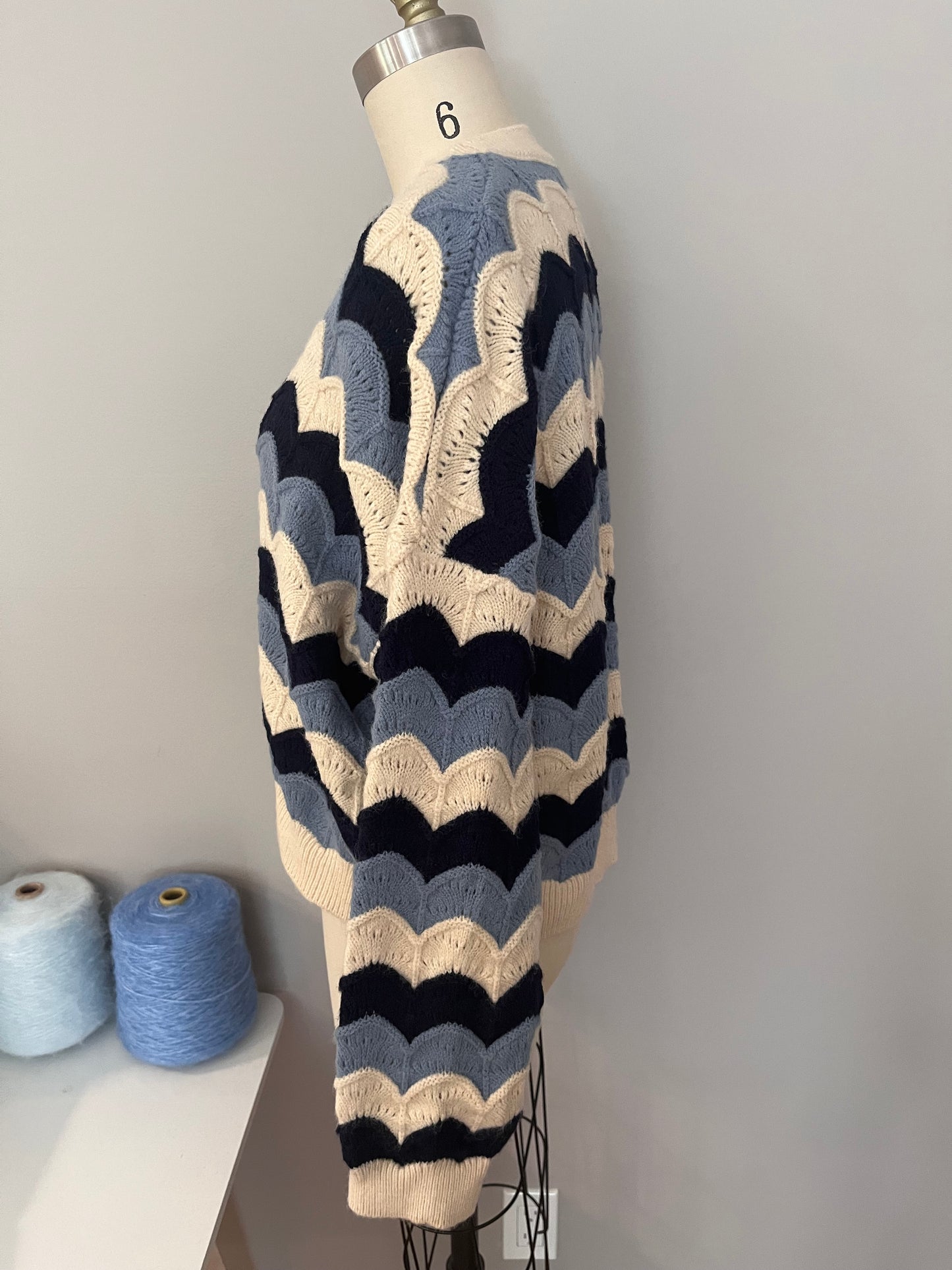 Multi-tone scallop sweater