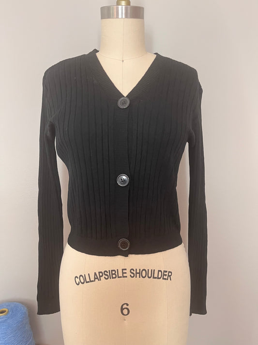 Black ribbed knit cardigan