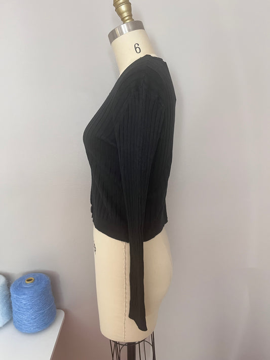 Black ribbed knit cardigan