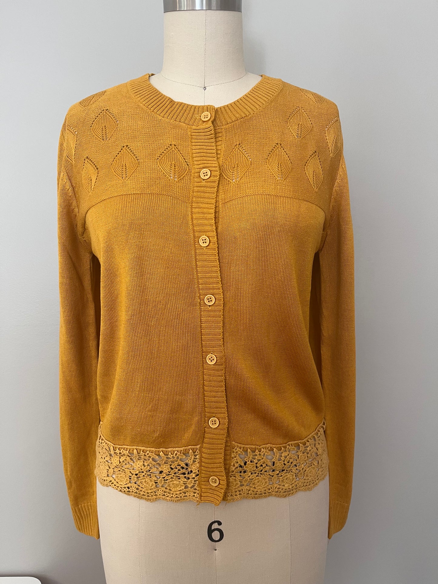 Mustard lace trim cardigan