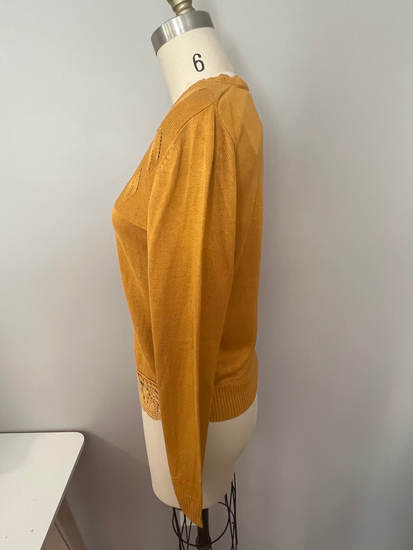 Mustard lace trim cardigan