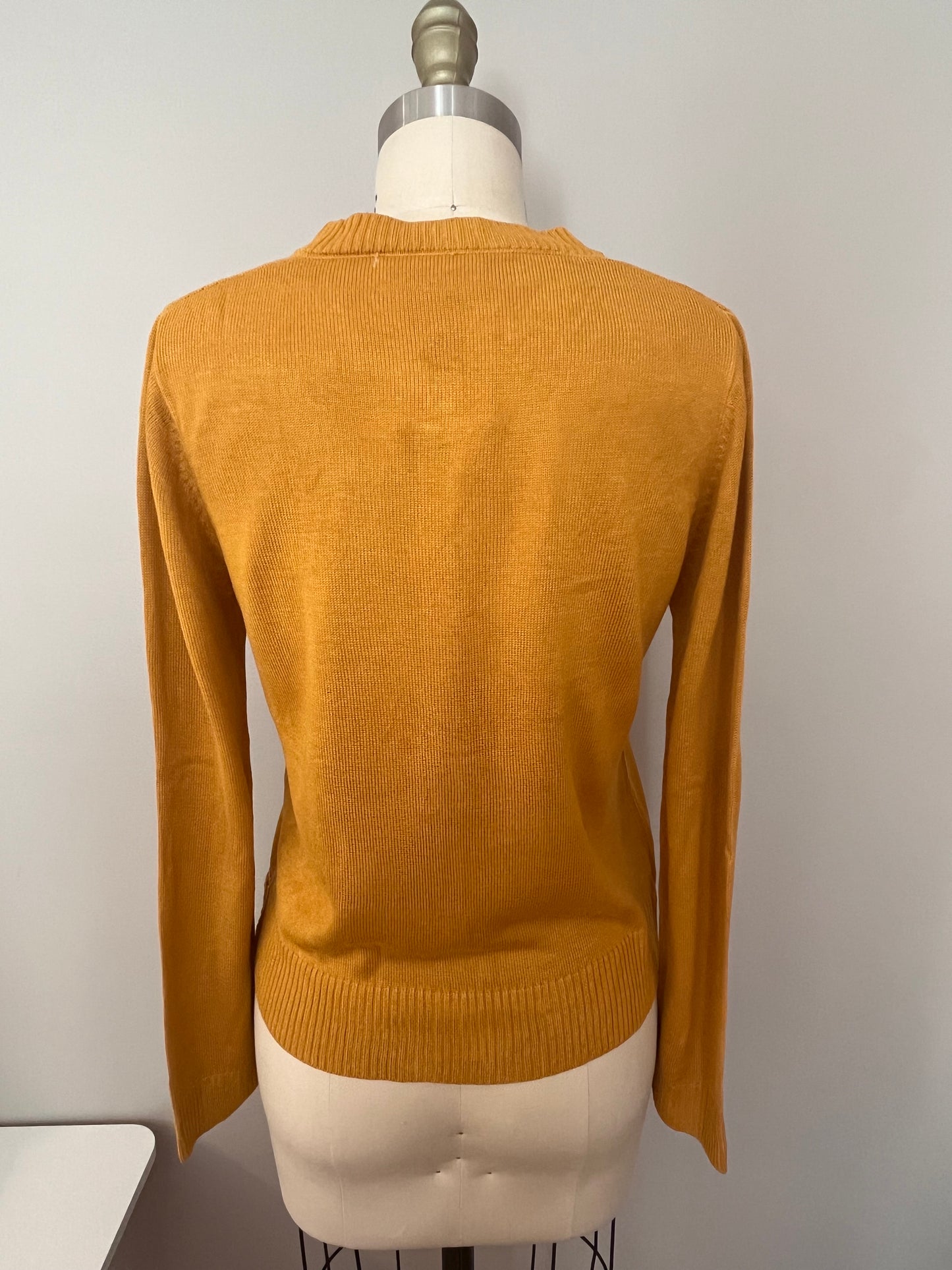 Mustard lace trim cardigan