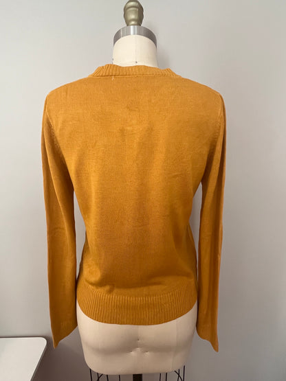 Mustard lace trim cardigan