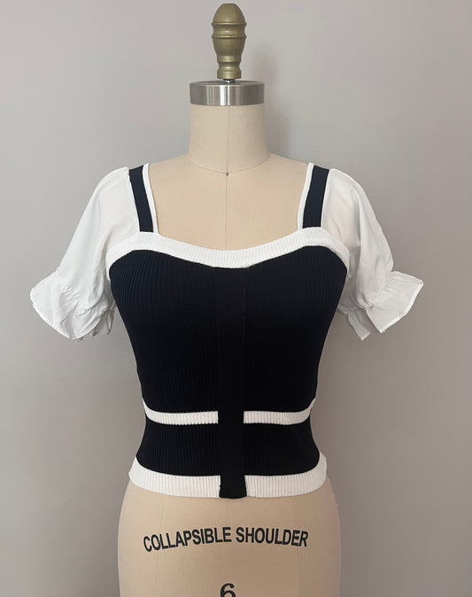 Puff sleeve knit top