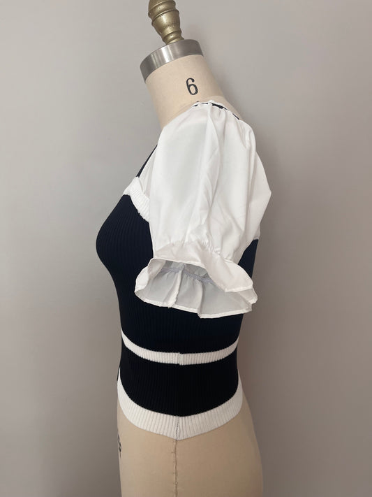Puff sleeve knit top