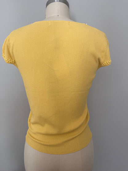 Sequin bow embellished knit top