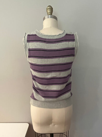 Stripe crew neck knit vest