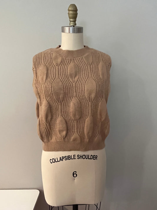 Camel crew neck vest