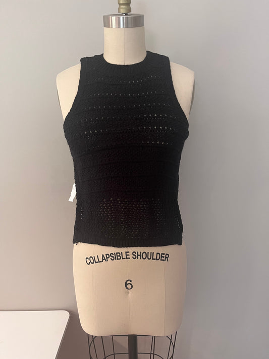 Black crochet knit vest