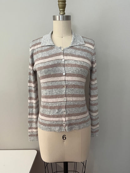 Ribbed stripe cardigan