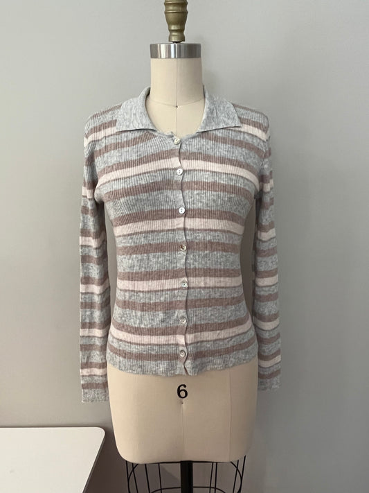 Ribbed stripe cardigan