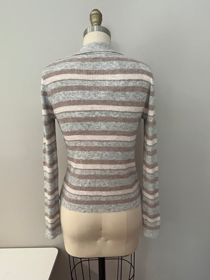 Ribbed stripe cardigan