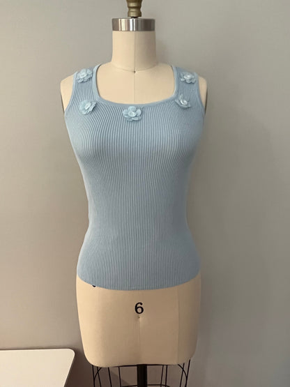 Light blue tank top with flowers