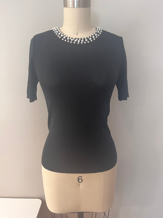 Black Pear embellished  knit top