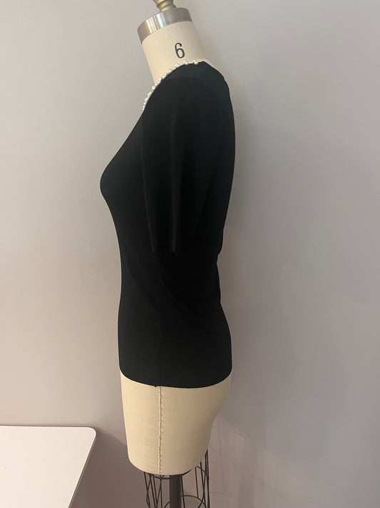 Black Pear embellished  knit top