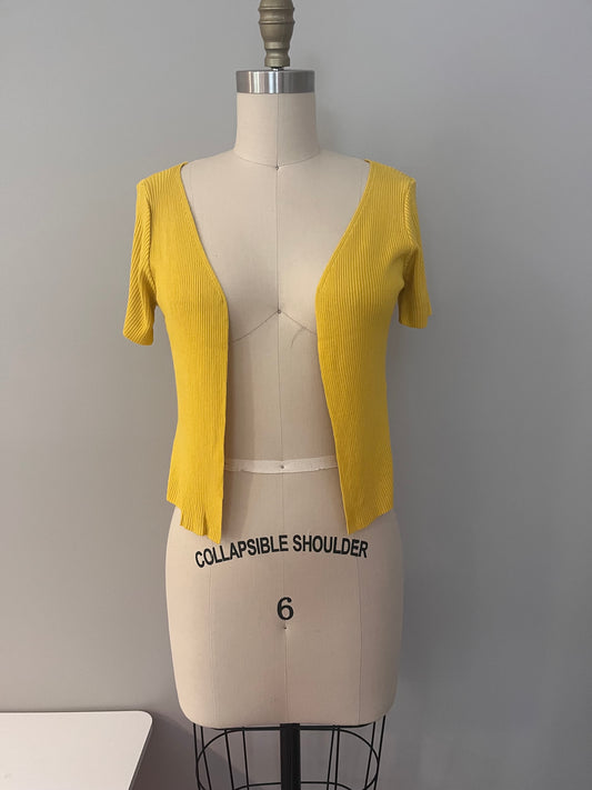 Yellow Ribbed knit cardigan