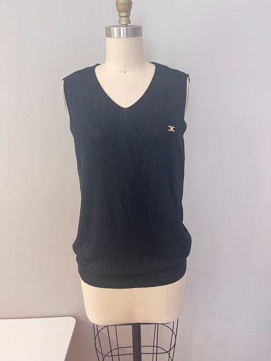 Black V-neck knit vest