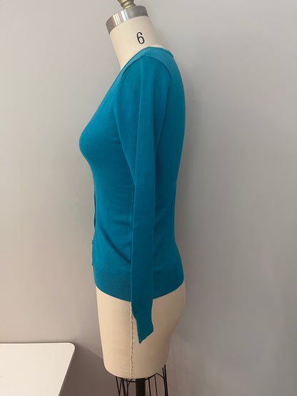 Teal blue classic cardigan