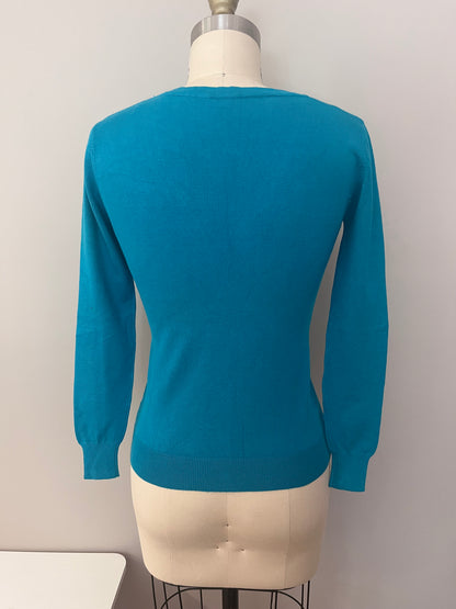 Teal blue classic cardigan