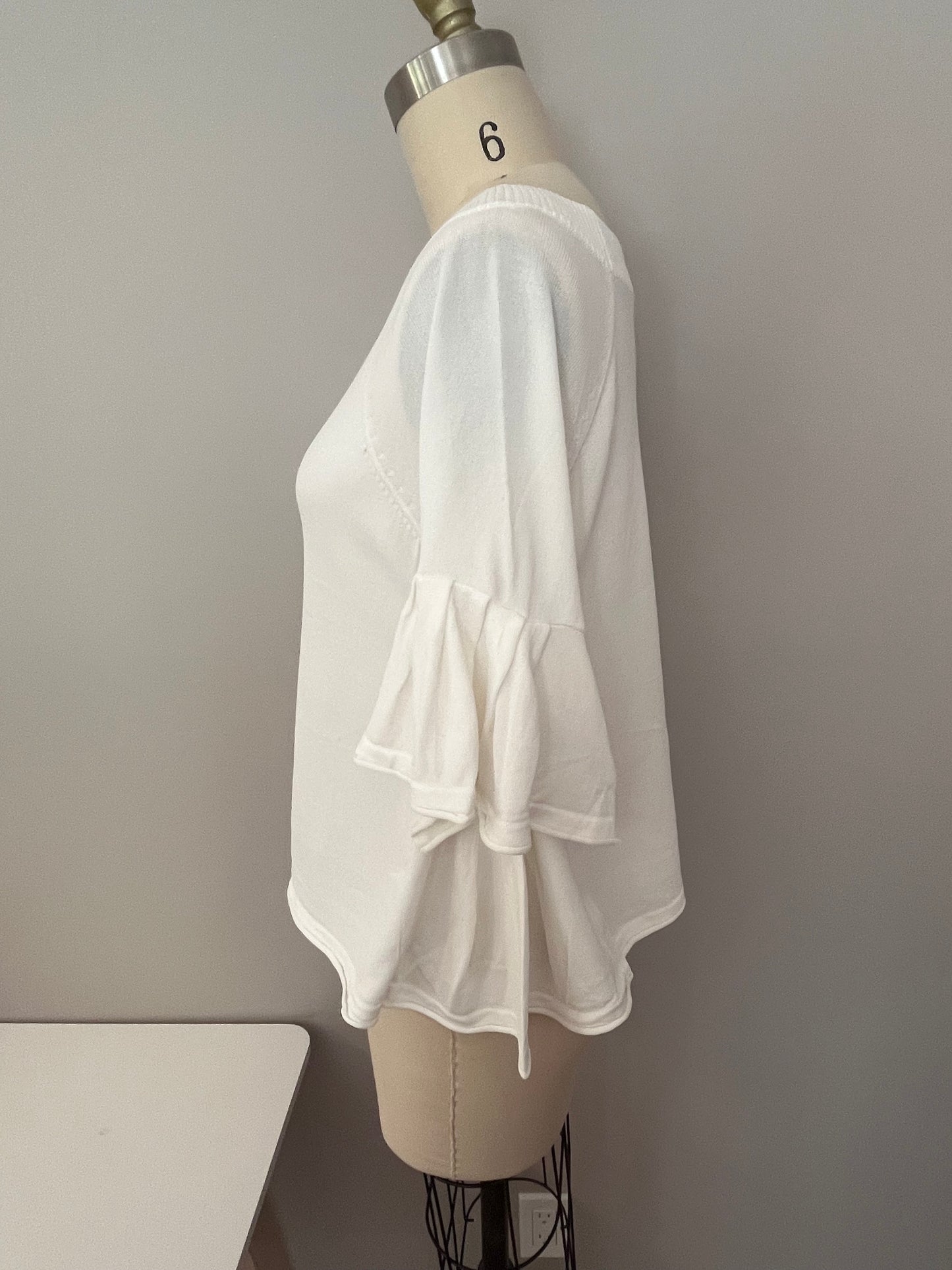 Flare three-quarter sleeve top