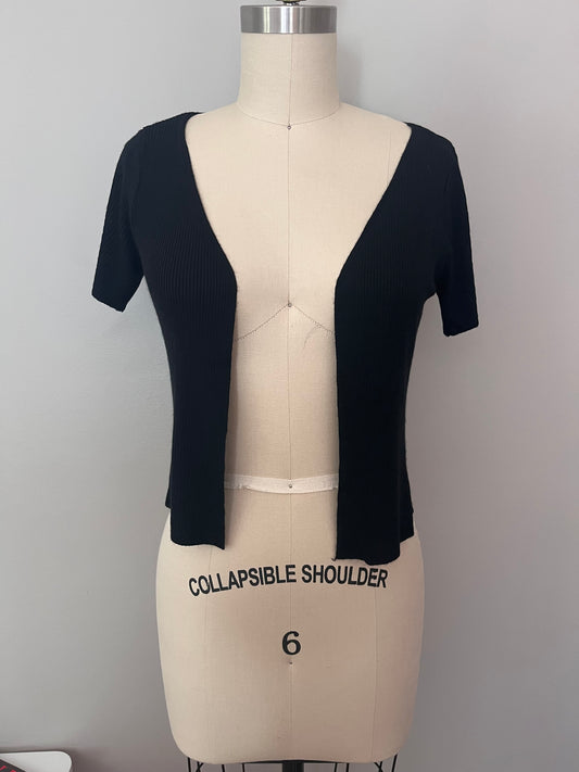 Black ribbed knit cardigan