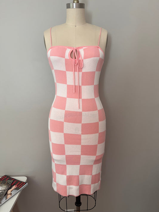 Pink checkerboard dress