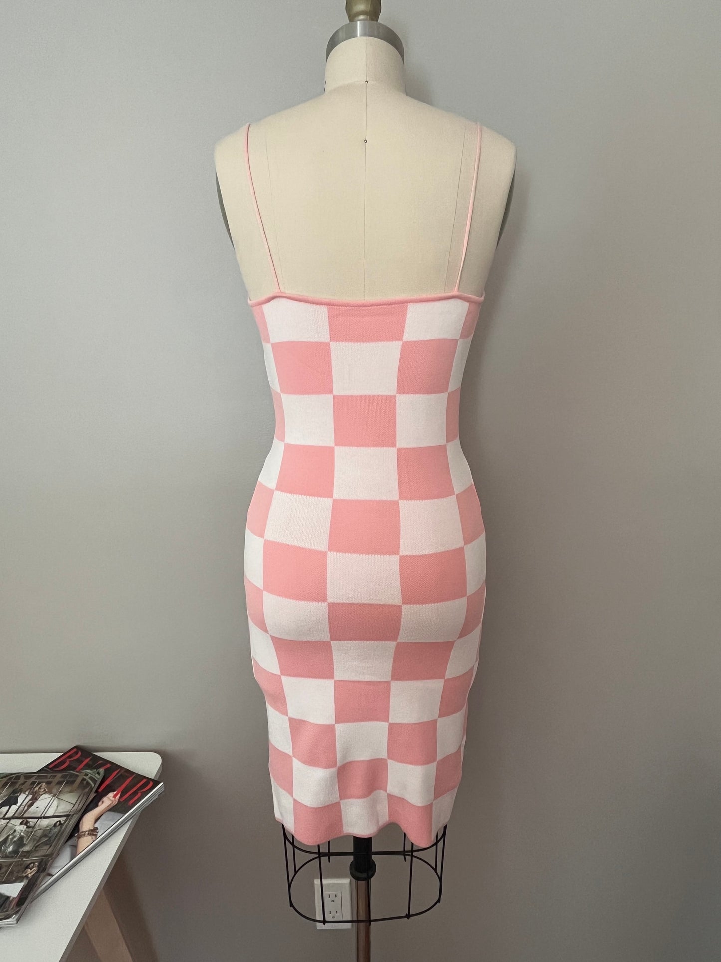 Pink checkerboard dress