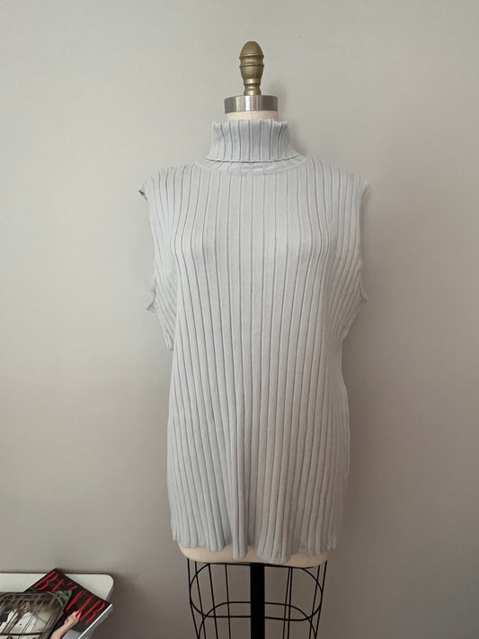 Light grey turtleneck sleeveless top